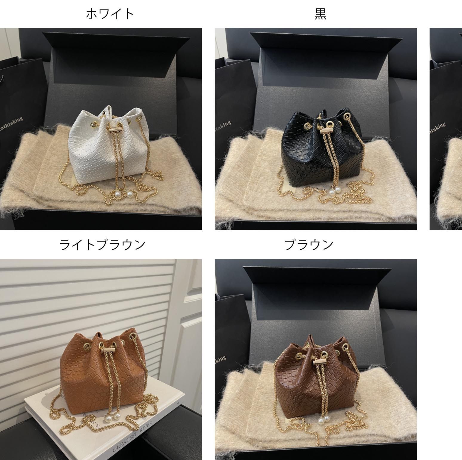 チェーン バッグ ミニ 女性用小さめ巾着型チェーン付き斜め掛け鞄