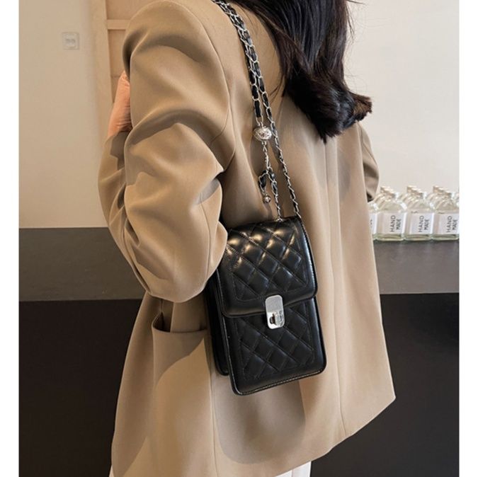チェーン バッグ キルティング風携帯ポシェット チェーン付きミニショルダーバッグ