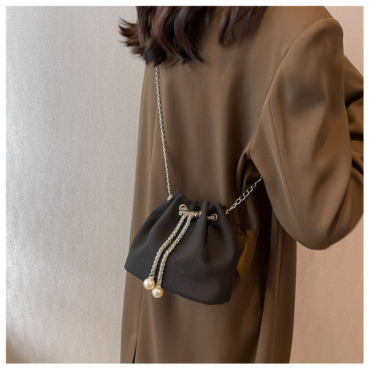 チェーン バッグ レディース ミニ 巾着 ショルダーバッグ チェーン パール飾り
