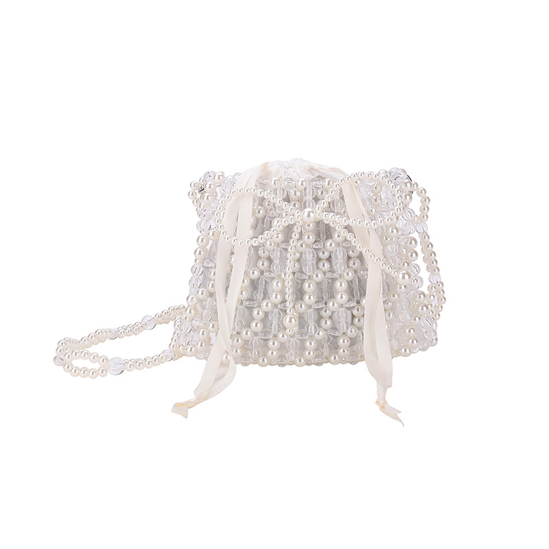 チェーン バッグ 真珠チェーン巾着バッグ　上品ショルダー