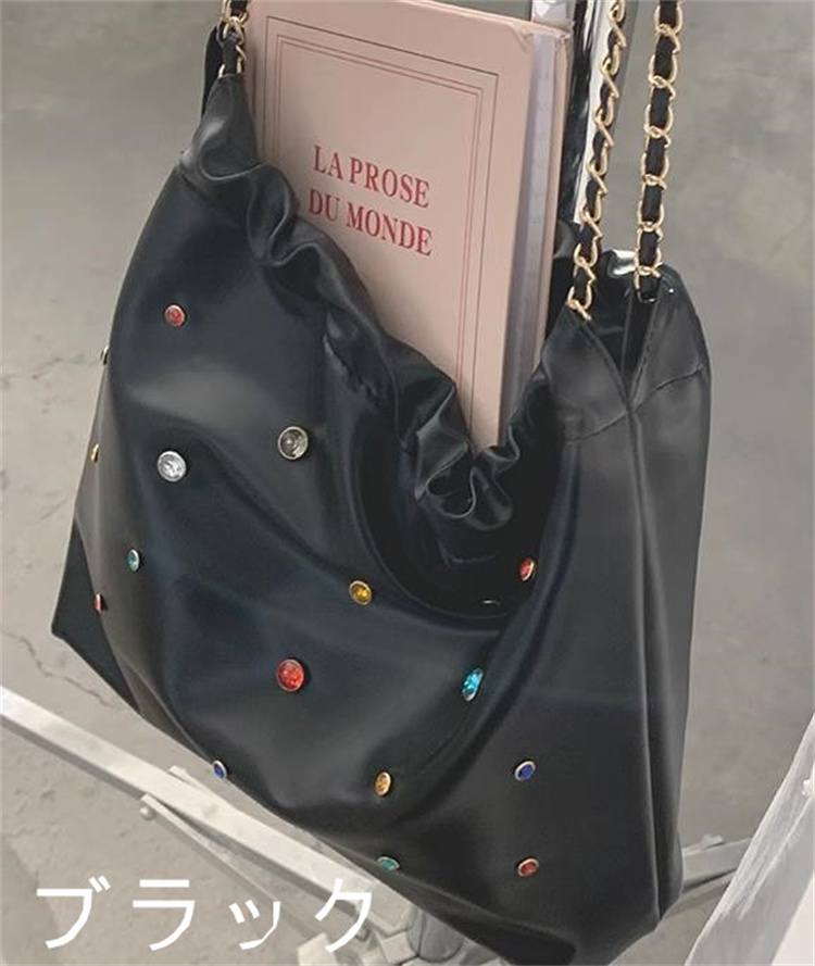 チェーン バッグ カラフルスタッズ付きチェーン巾着バッグ