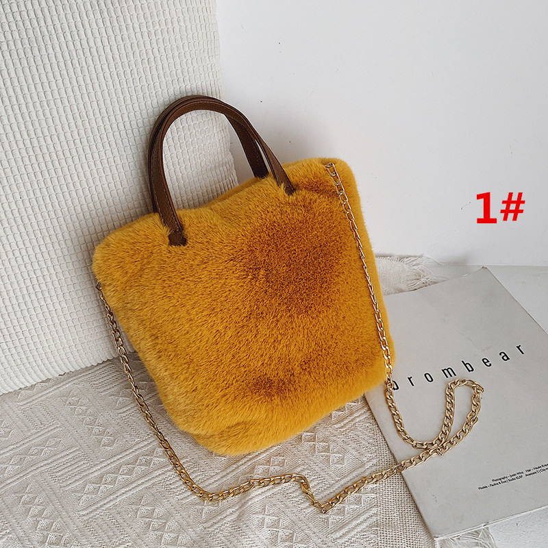 チェーン バッグ ふわふわファートートバッグ チェーン付き韓国風手提げ