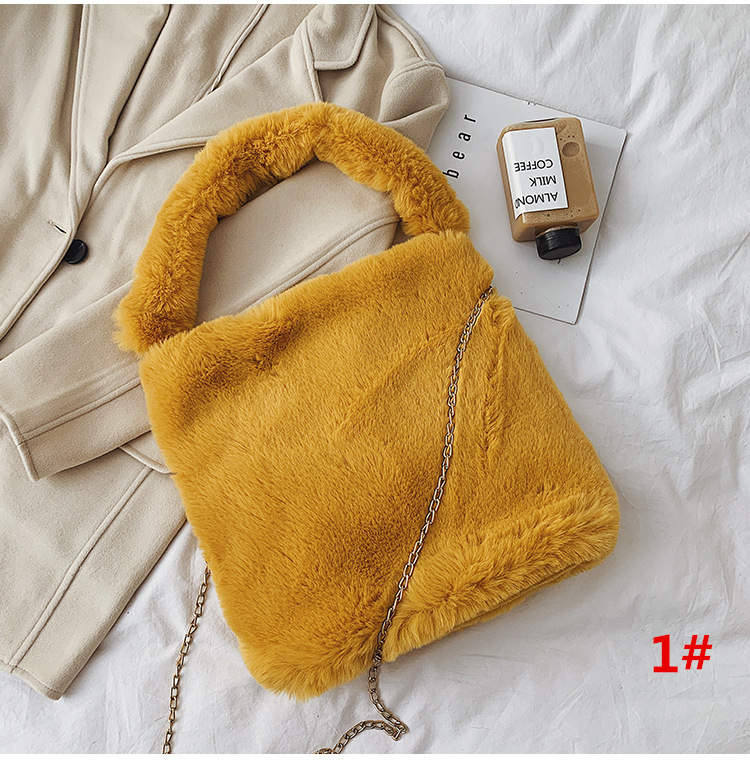 チェーン バッグ ふわふわボアトートバッグ チェーン付き韓国風レディース