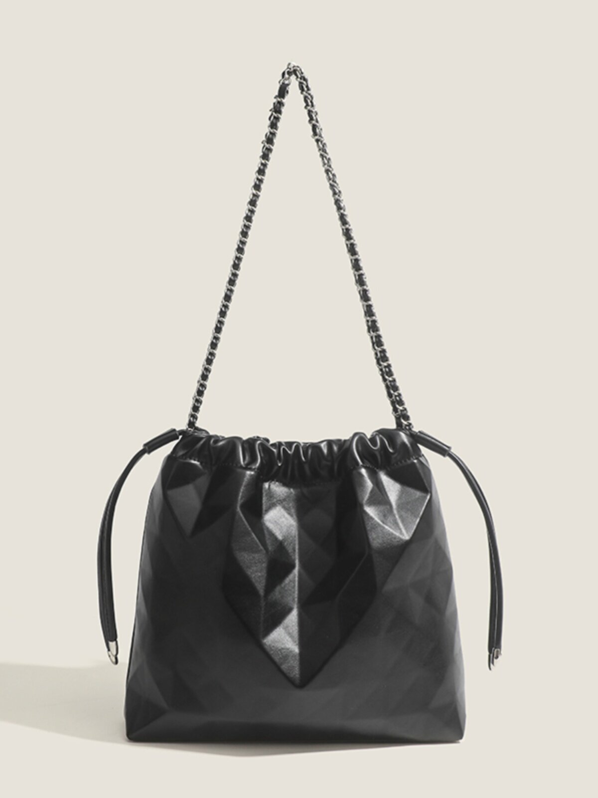 チェーン バッグ 巾着型チェーンハンドルトートバッグ