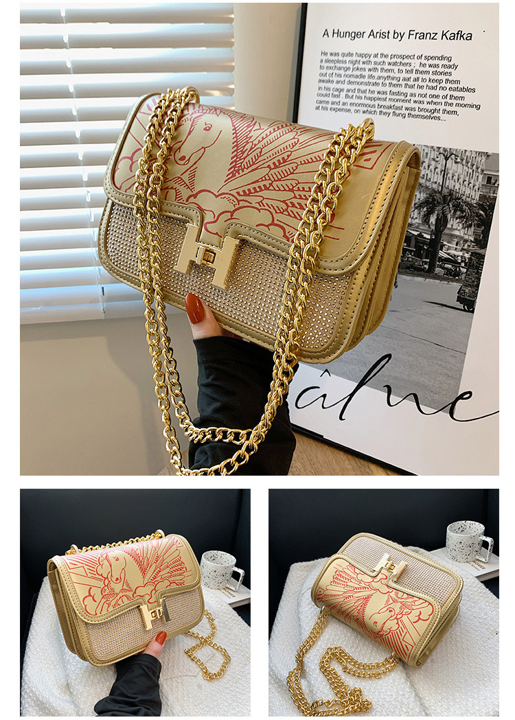 チェーン バッグ 刺繍柄ミニショルダーバッグ 金チェーン付き斜め掛け