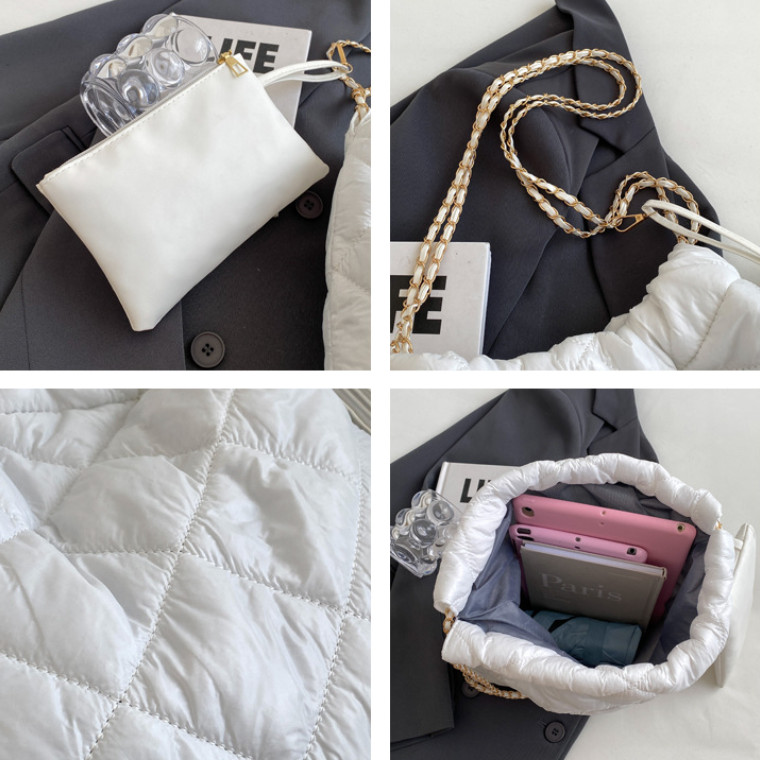 チェーン バッグ キルティング巾着チェーンバッグ