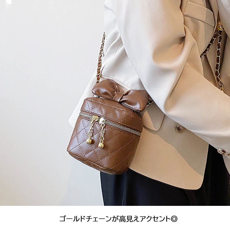 チェーン バッグ キルティング ミニショルダーバッグ リボン付き 小さめ かわいい