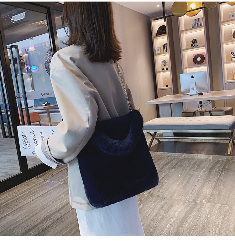 チェーン バッグ ふわふわボアトートバッグ チェーン付き韓国風レディース