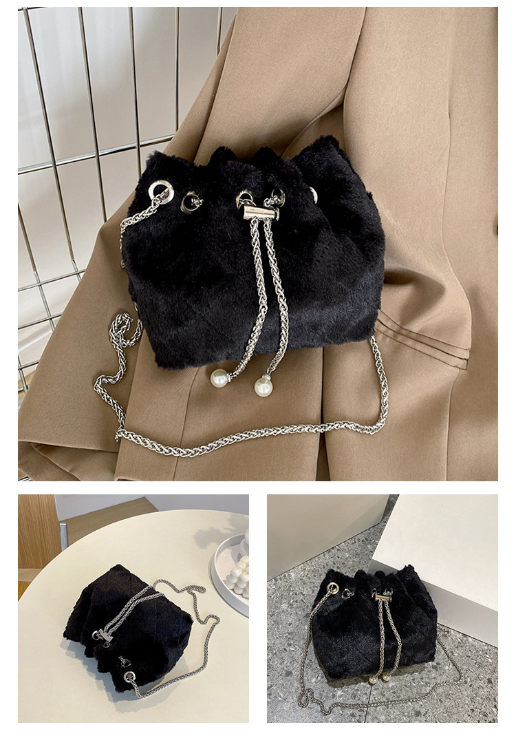 チェーン バッグ フェイクファー巾着チェーンミニショルダーバッグ