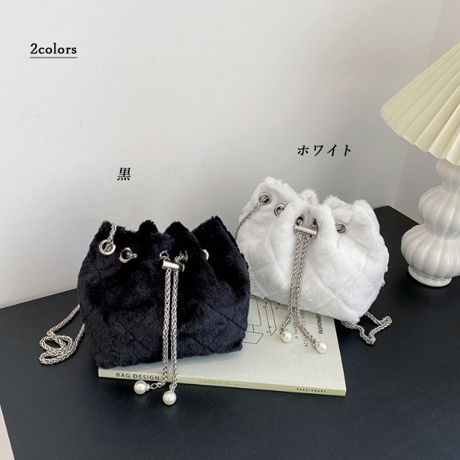 チェーン バッグ フェイクファー巾着チェーンミニショルダーバッグ