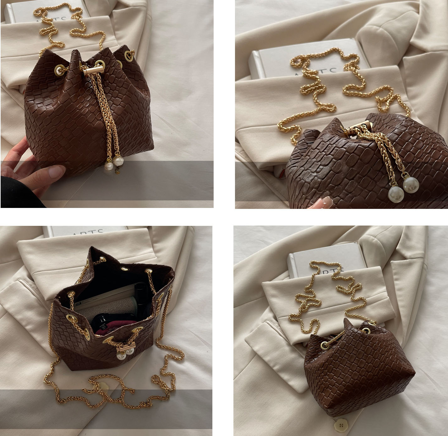 チェーン バッグ 新作女性用小さめ巾着型チェーン付き斜め掛け鞄