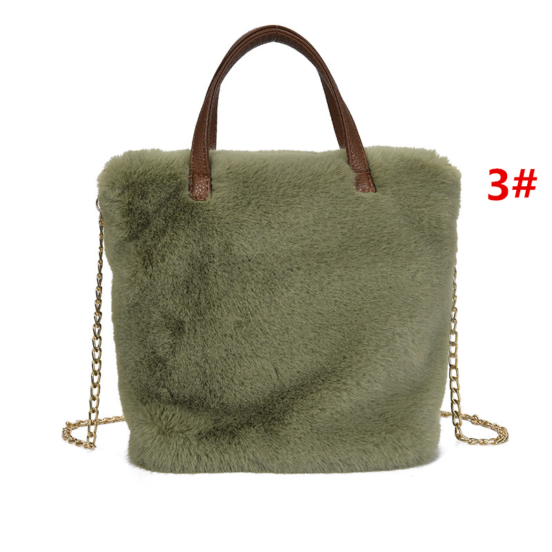 チェーン バッグ ふわふわファートートバッグ チェーン付き韓国風手提げ