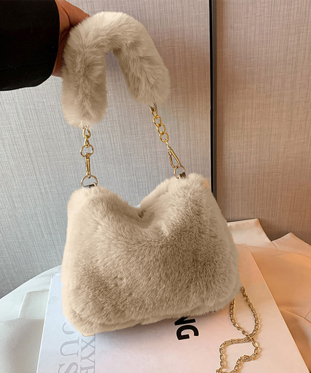 チェーン バッグ ふわふわファー チェーン付き肩掛けバッグ