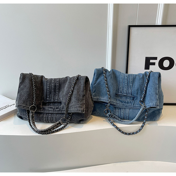 チェーン バッグ 大容量デニムショルダーバッグ