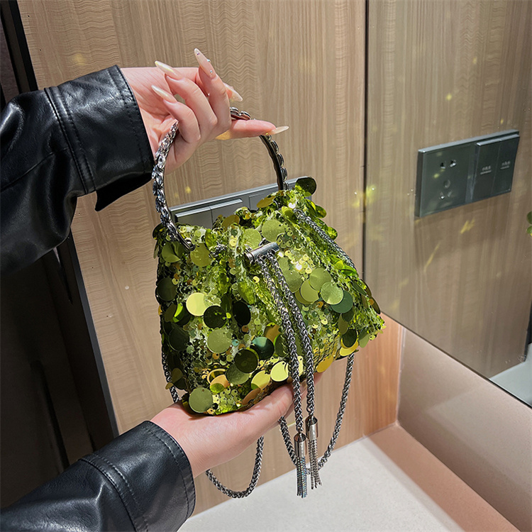 チェーン バッグ スパンコール巾着型チェーンバッグ 結婚式宴会用