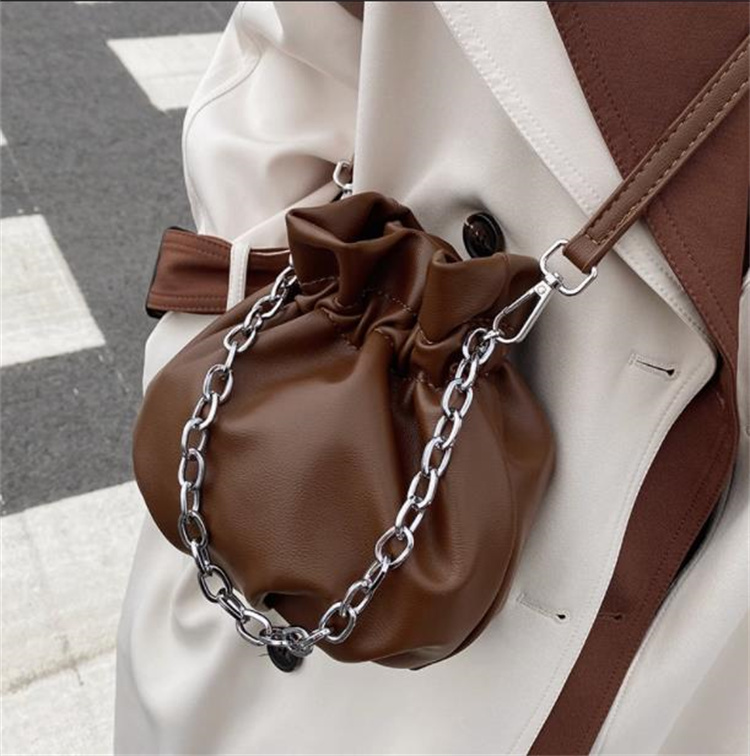 チェーン バッグ レトロ巾着型チェーンバッグ斜めがけショルダー