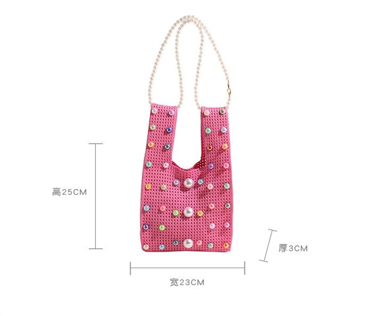 チェーン バッグ 韓国風パール装飾ニット編みチェーンバッグ