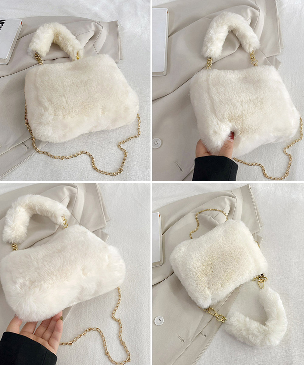 チェーン バッグ ふわふわファー チェーン付き肩掛けバッグ