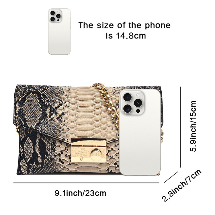 チェーン バッグ 蛇革風チェーン付きショルダーバッグ