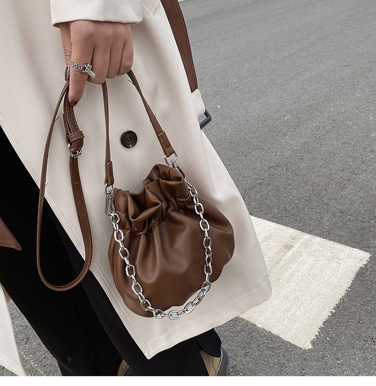 チェーン バッグ レトロ巾着型チェーンバッグ斜めがけショルダー