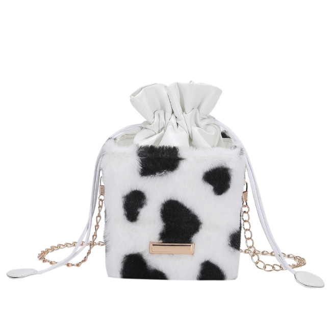 チェーン バッグ 動物柄フェイクファー ミニ巾着ショルダーバッグ