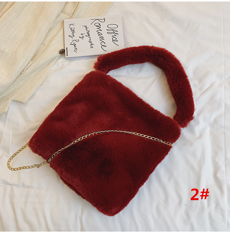 チェーン バッグ ふわふわボアトートバッグ チェーン付き韓国風レディース