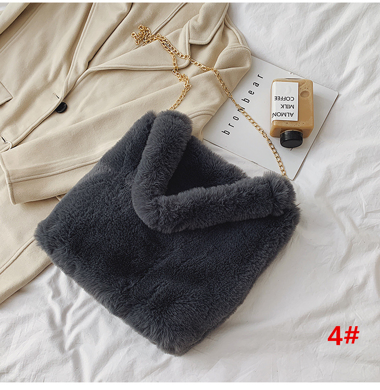 チェーン バッグ ふわふわボアトートバッグ チェーン付き韓国風レディース