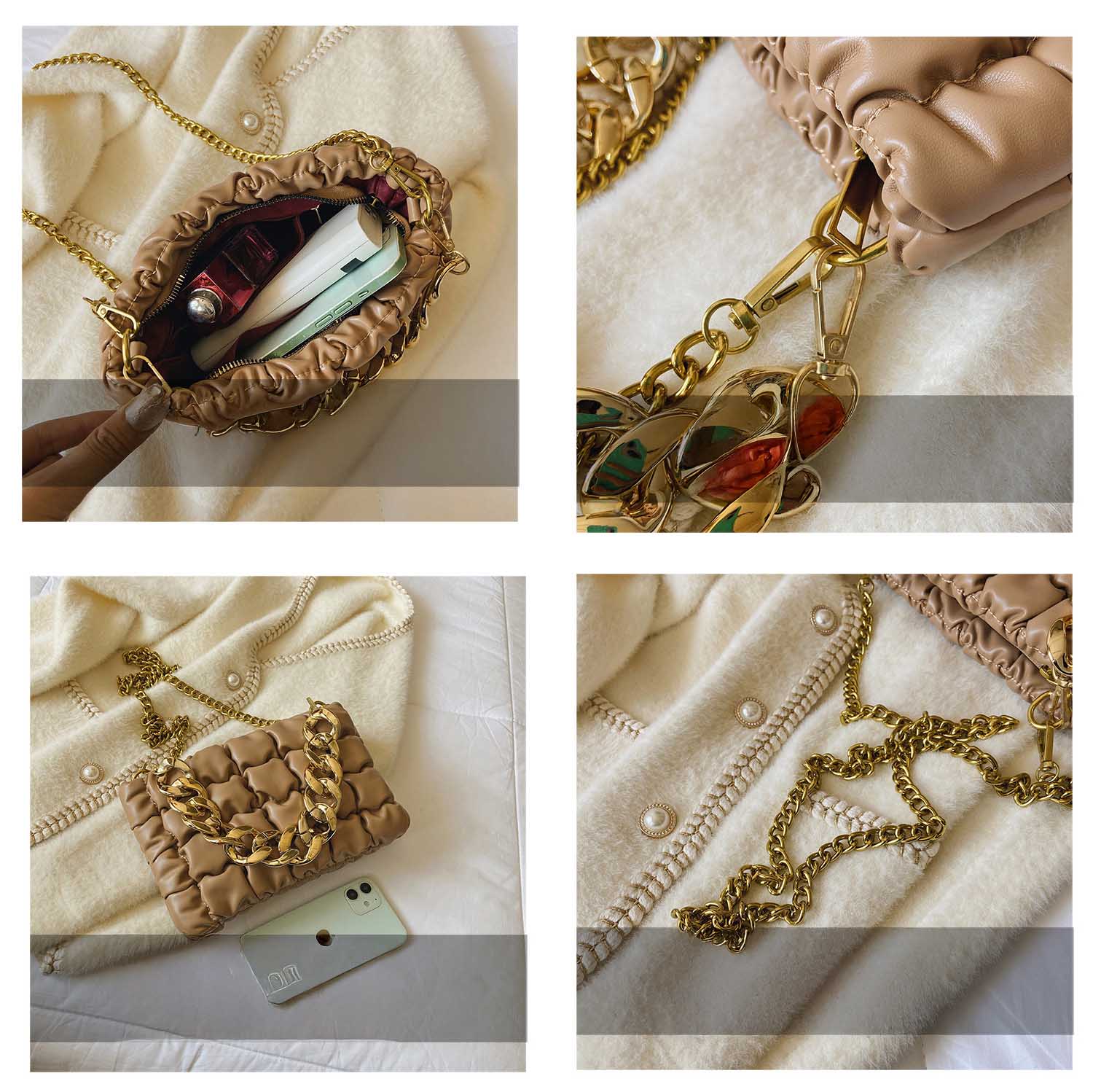 チェーン バッグ 女性用小型キルティングショルダー鞄キルティングバッグ