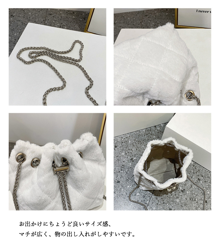 チェーン バッグ フェイクファー巾着チェーンミニショルダーバッグ