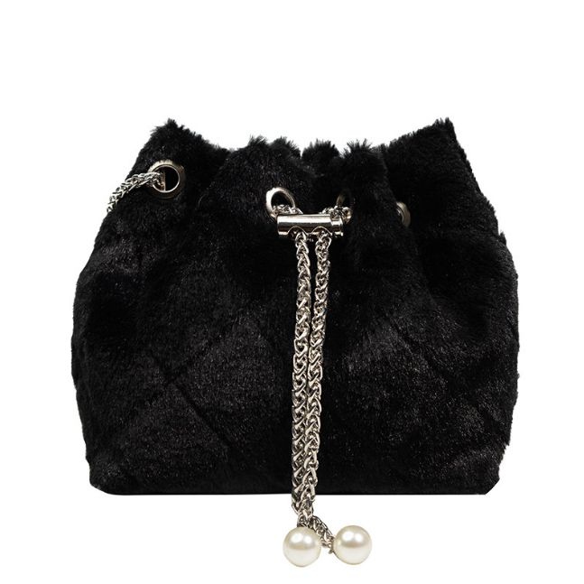 チェーン バッグ フェイクファー巾着チェーンミニショルダーバッグ