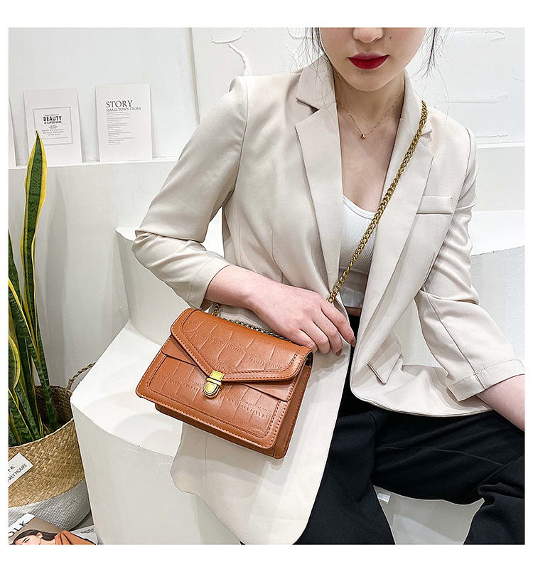 チェーン バッグ 鰐革調型押しショルダーバッグ