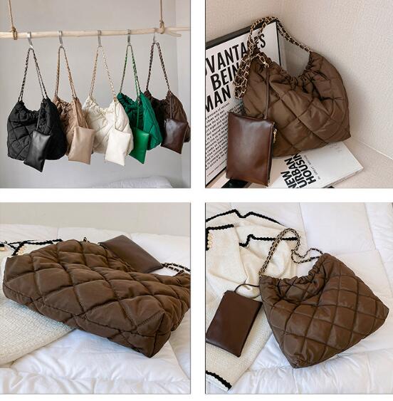 チェーン バッグ 秋冬大容量キルティングバッグ チェーン付き斜め掛けショルダー
