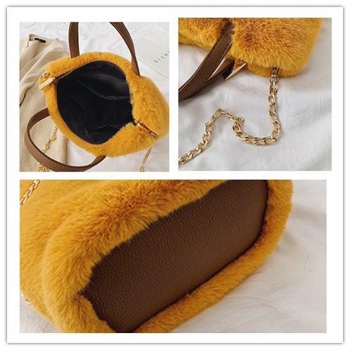 チェーン バッグ ふわふわファートートバッグ チェーン付き韓国風手提げ