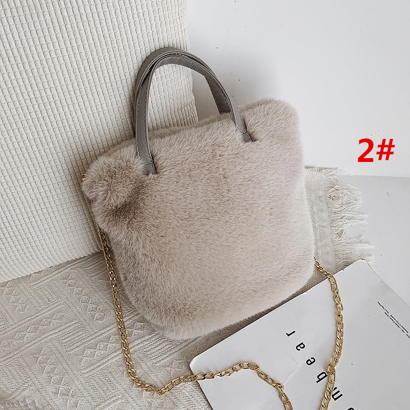 チェーン バッグ ふわふわファートートバッグ チェーン付き韓国風手提げ
