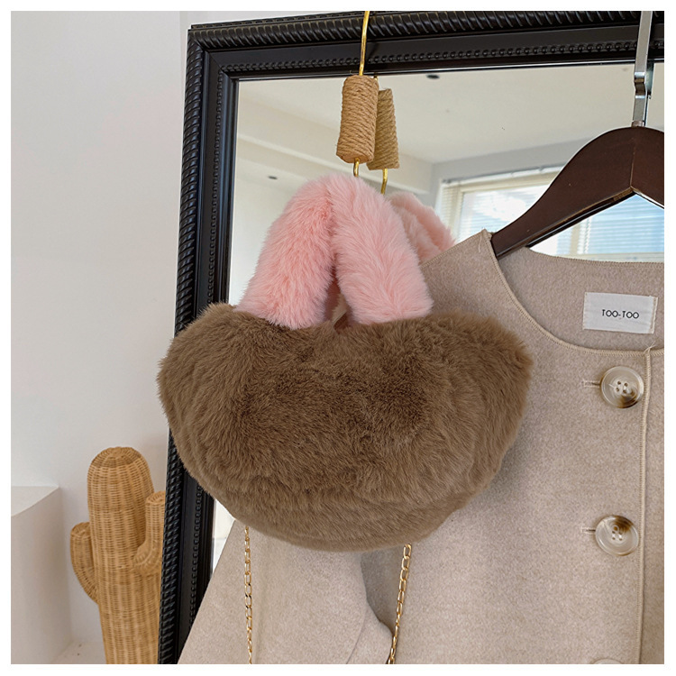 チェーン バッグ ふわふわフェイクファーチェーンバッグミニショルダー可愛い