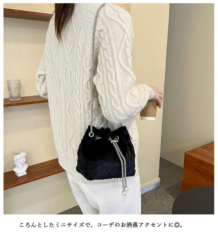 チェーン バッグ フェイクファー巾着チェーンミニショルダーバッグ