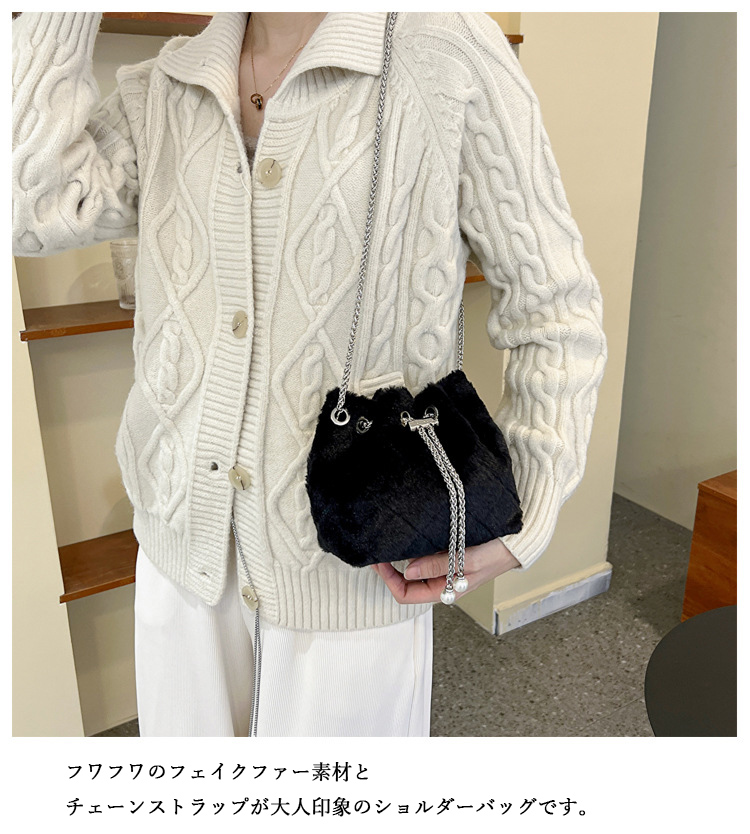 チェーン バッグ フェイクファー巾着チェーンミニショルダーバッグ