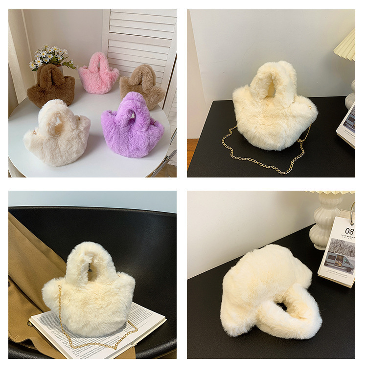 チェーン バッグ ふわふわフェイクファーミニバッグチェーン付き