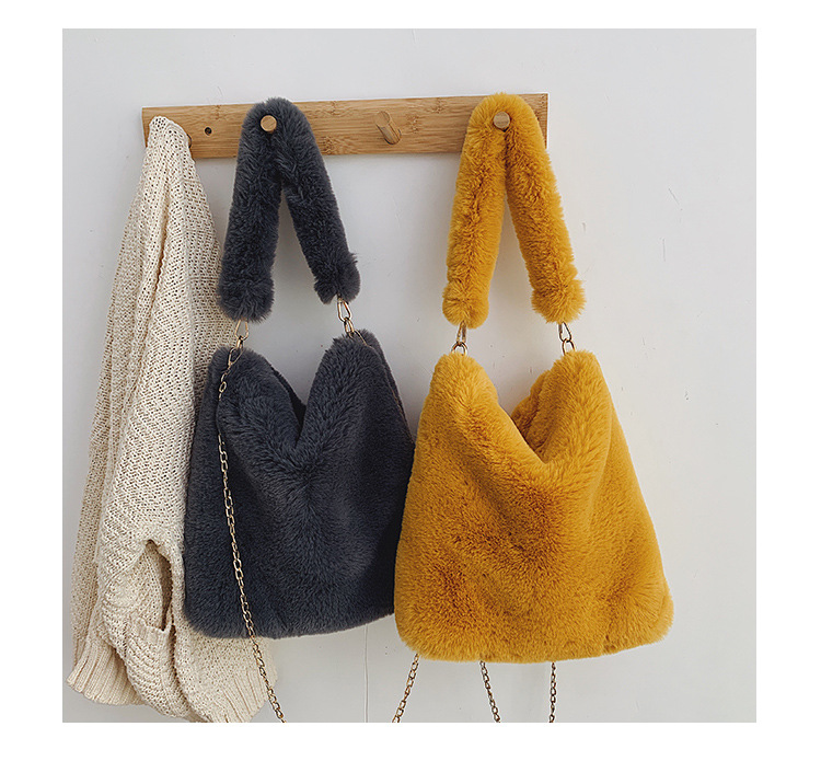チェーン バッグ ふわふわボアトートバッグ チェーン付き韓国風レディース