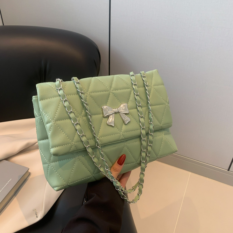 チェーン バッグ リボン飾りキルティングショルダー