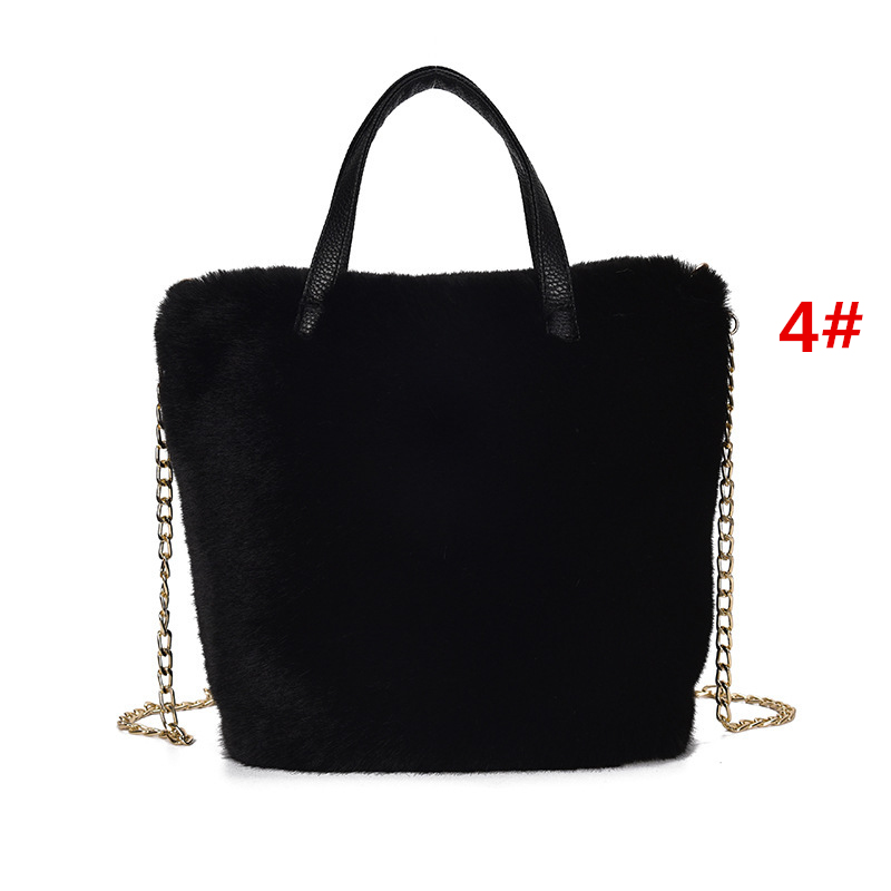 チェーン バッグ ふわふわファートートバッグ チェーン付き韓国風手提げ