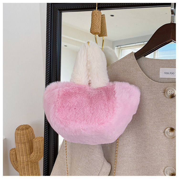 チェーン バッグ ふわふわフェイクファーチェーンバッグミニショルダー可愛い