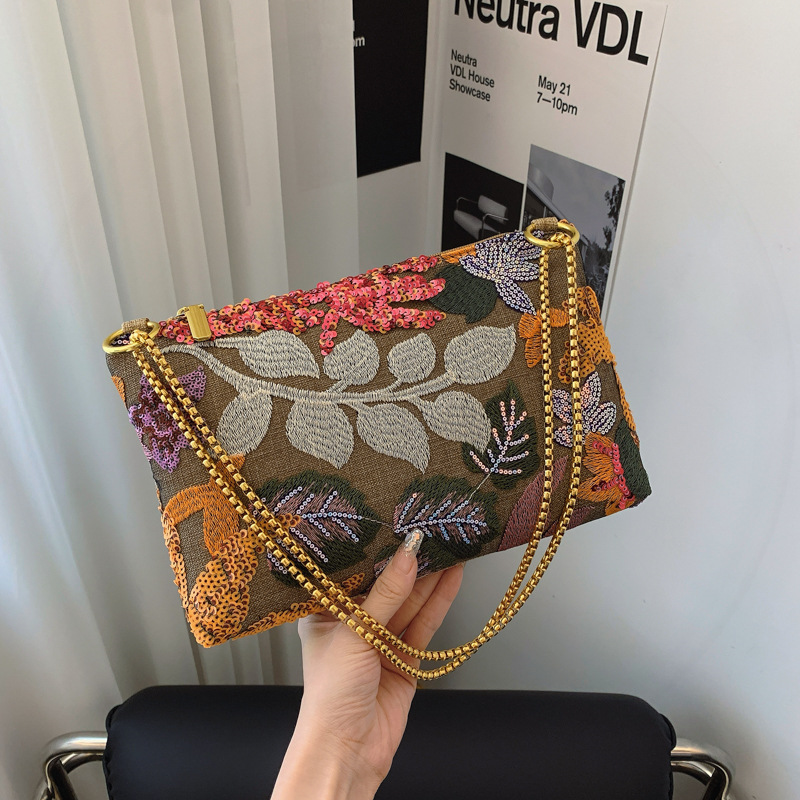 チェーン バッグ 森の宝物 刺繍トートバッグ