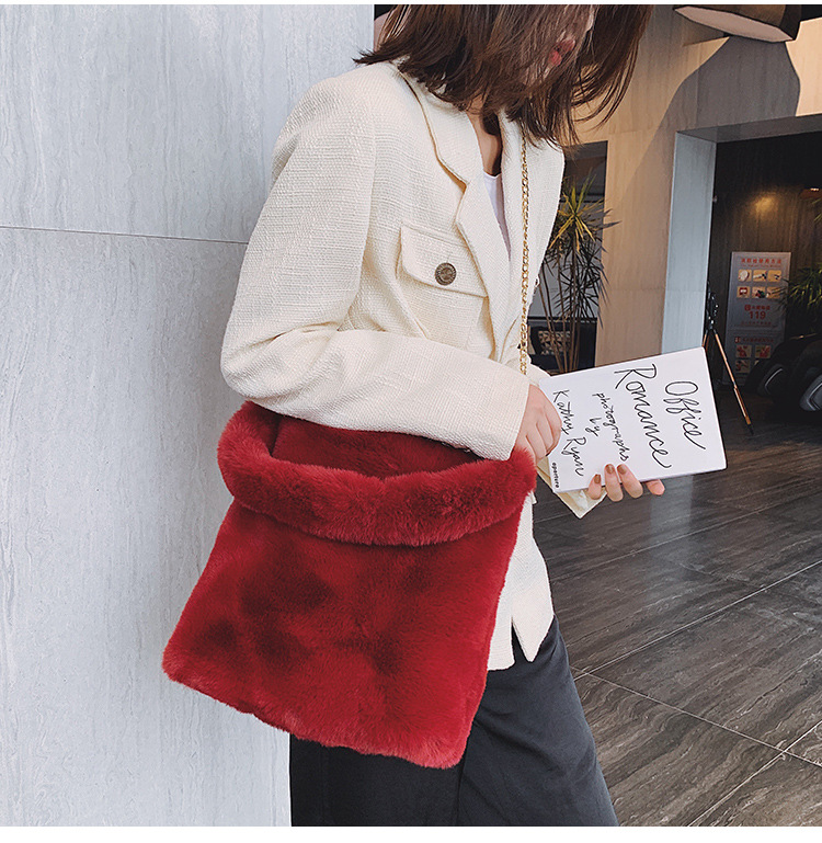 チェーン バッグ ふわふわボアトートバッグ チェーン付き韓国風レディース