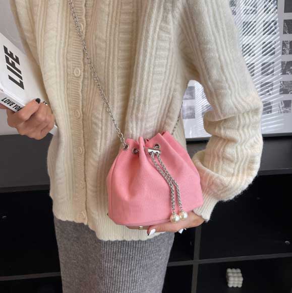 チェーン バッグ レディース ミニ 巾着 ショルダーバッグ チェーン パール飾り