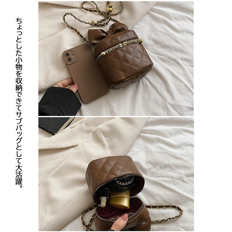 チェーン バッグ キルティング ミニショルダーバッグ リボン付き 小さめ かわいい