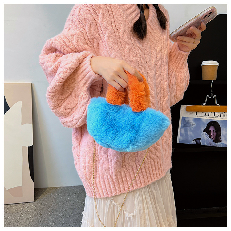 チェーン バッグ ふわふわフェイクファーチェーンバッグミニショルダー可愛い