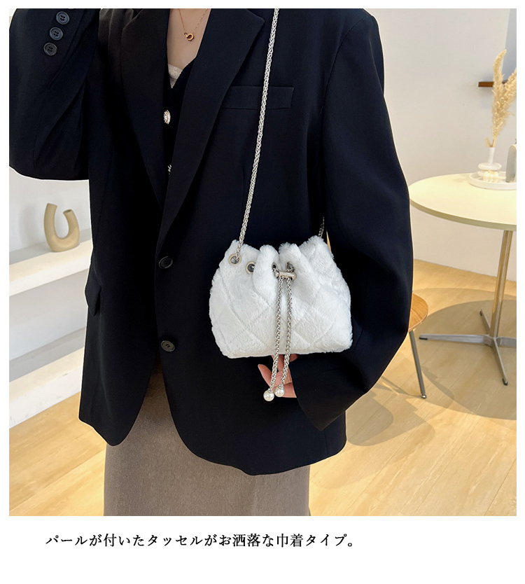 チェーン バッグ フェイクファー巾着チェーンミニショルダーバッグ