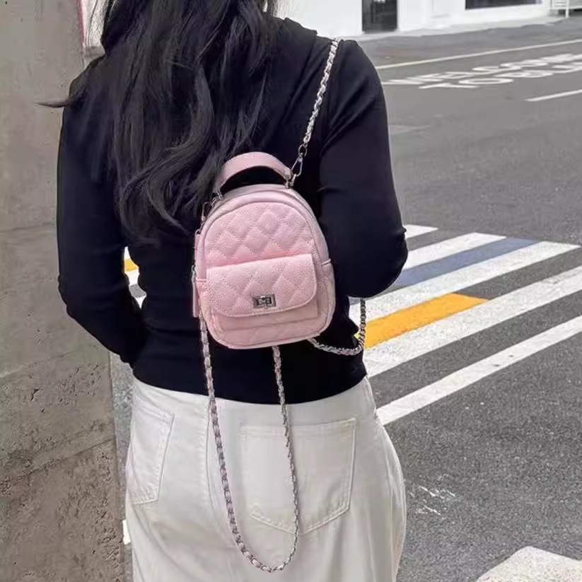 チェーンバッグ ポシェット 菱格ミニリュック風ポシェット