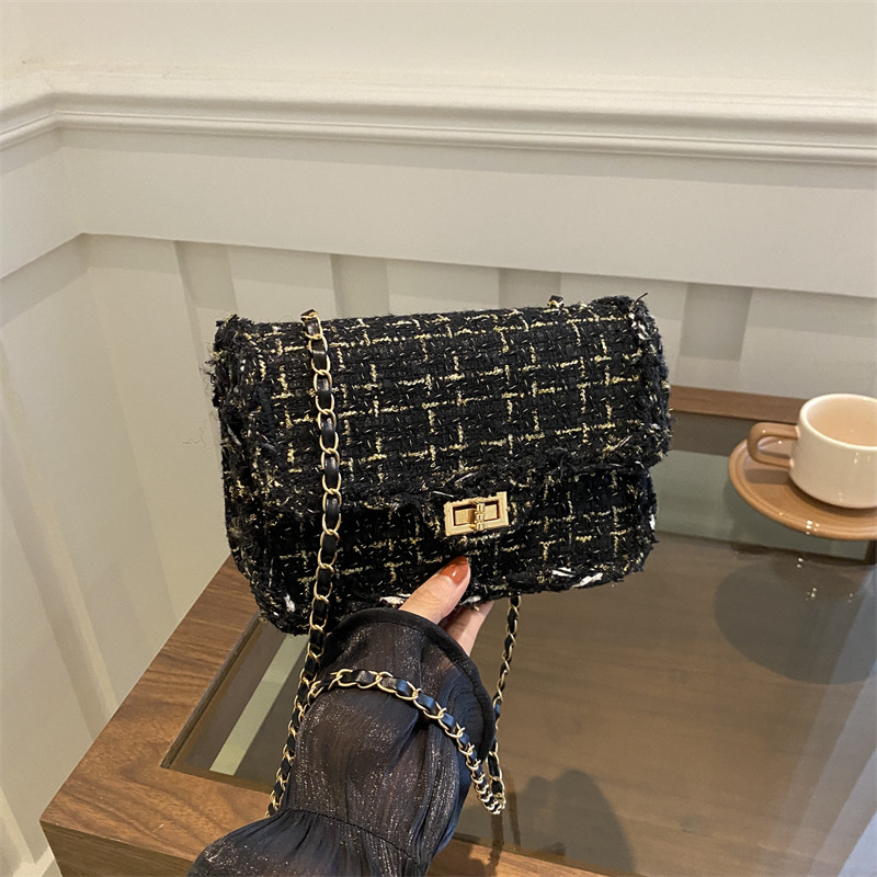 チェーンバッグ ショルダー ツイードフリンジチェーンショルダー
